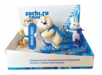  Игрушка-талисман GT7048 Белый Мишка, Зайка и Леопард , в коробке TM Sochi 2014.ru