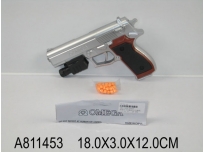  Пистолет 119471/B811453 пневм.с лазер.прицелом,с фонарем и пульками 205A в пак 18*3*12см