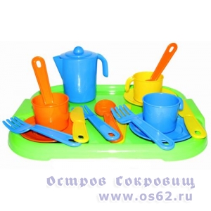  Набор детской посуды "Анюта" с подносом на 3 персоны