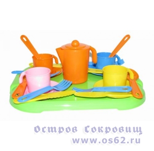  Набор детской посуды "Анюта" с подносом на 4 персоны