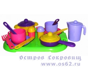  Набор детской посуды "Хозяюшка" с подносом на 2 персоны